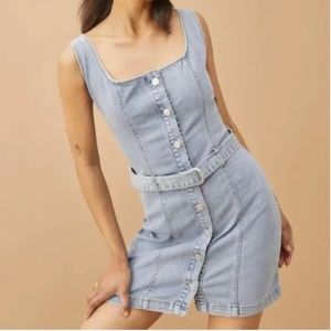NWT Reformation Harlowe Button Front Denim Dress Size 8